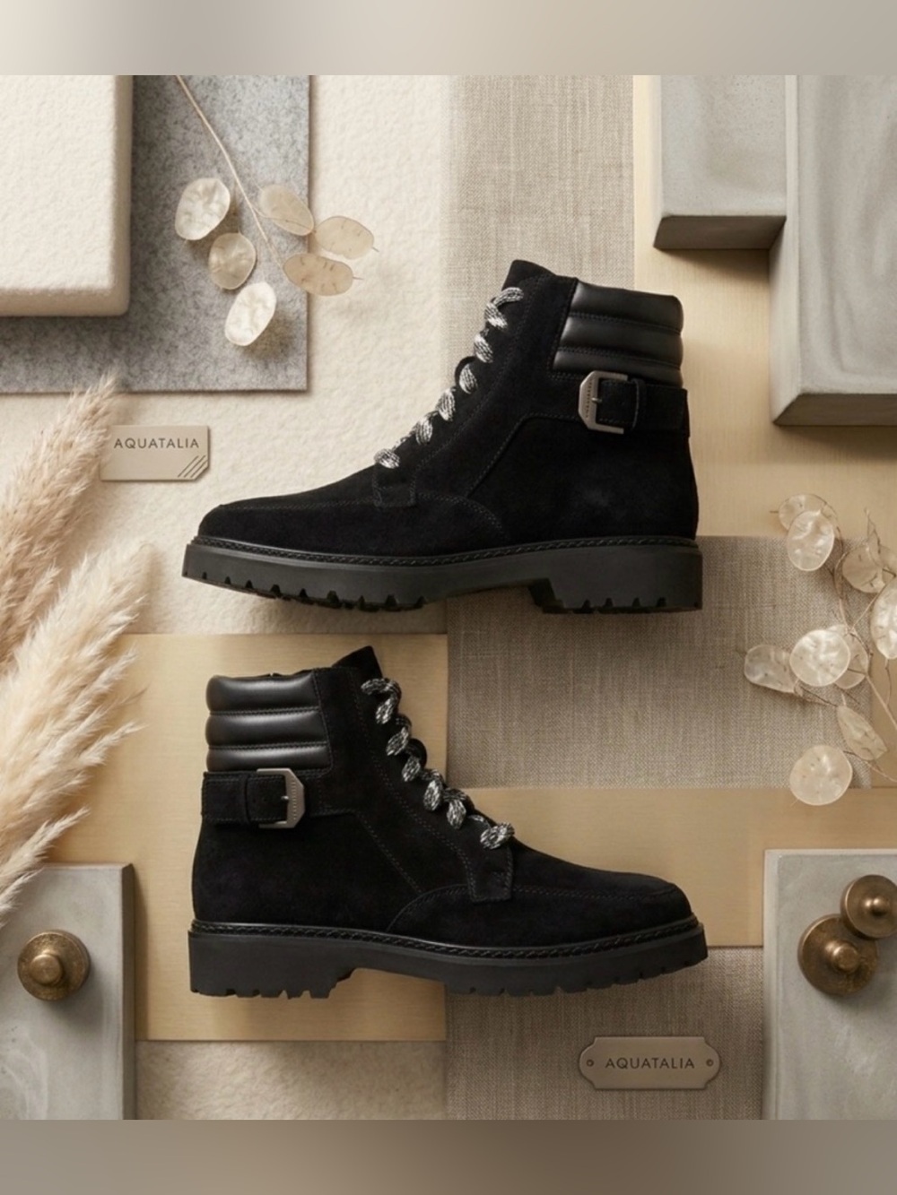 Aquatalia Mayra Weatherproof Lace-Up Boot Black 9